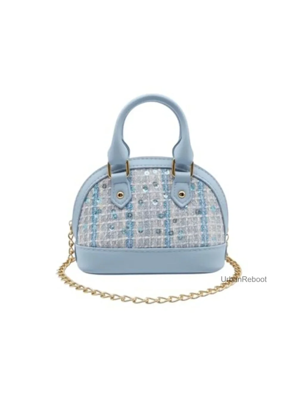 Sparkly Tweed Sequin Mini Tote Bag Micro Faux Leather Crossbody Purse 2-Way